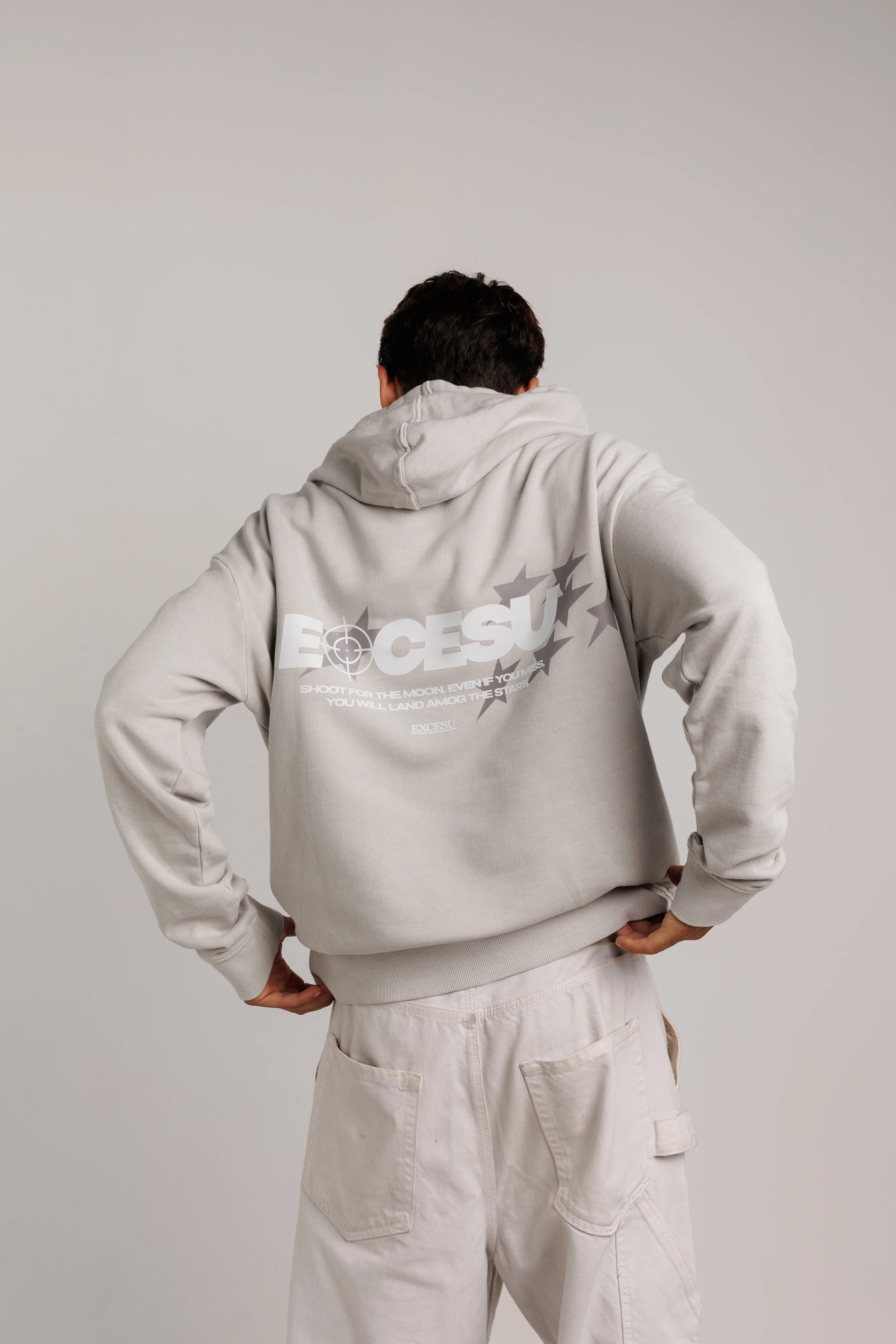 Shoot For The Moon Gray Hoodie - Image 2